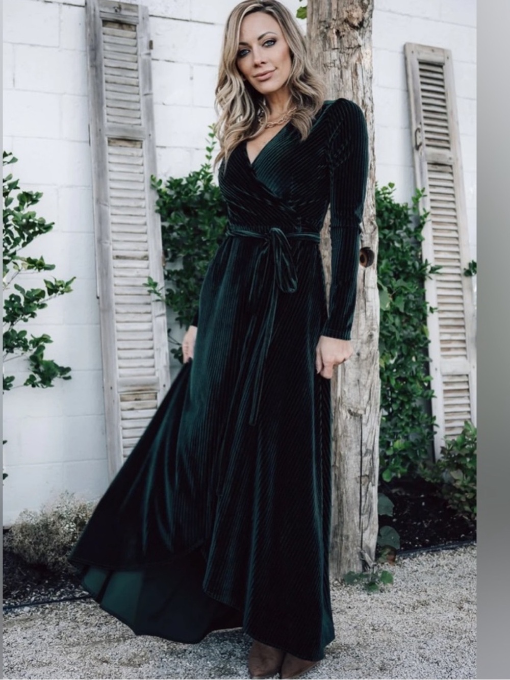 Baltic Born Velvet Wrap Maxi Dress - S